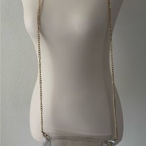 Transparent Crossbody Bag with Gold Tone Chain and Turn Lock Closure
